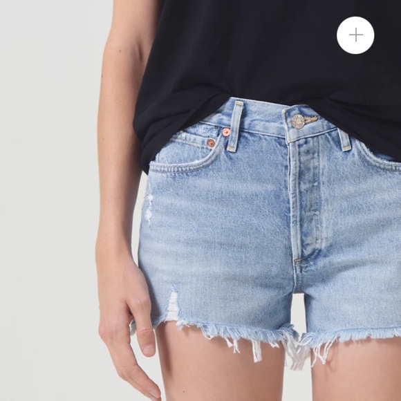 AGOLDE PARKER HIGH WAISTED BUTTON FLY DISTRESSED DENIM SHORTS SZ 28 - Picture 12 of 15